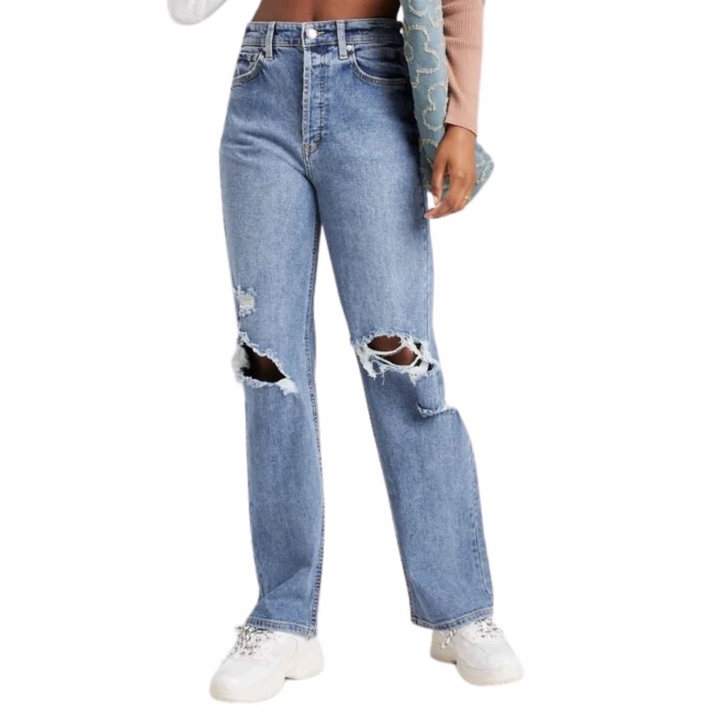 Wild Fable Distressed Blue Straight Leg Jeans